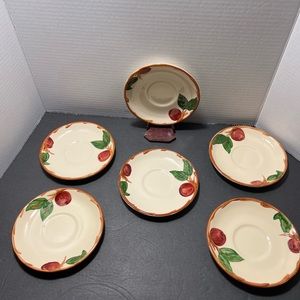 6 Franciscan ware apple pattern vintage saucers.
